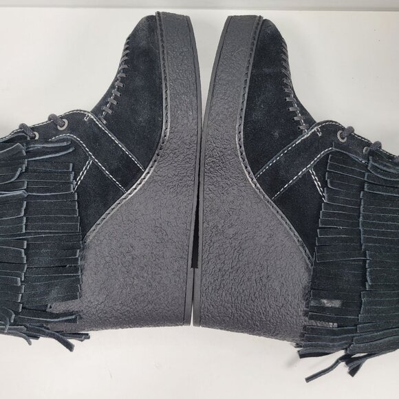 Sam Edelman Black Suede Leather Fringe Studded Kemper Boots US Size 8.5M - Picture 7 of 12